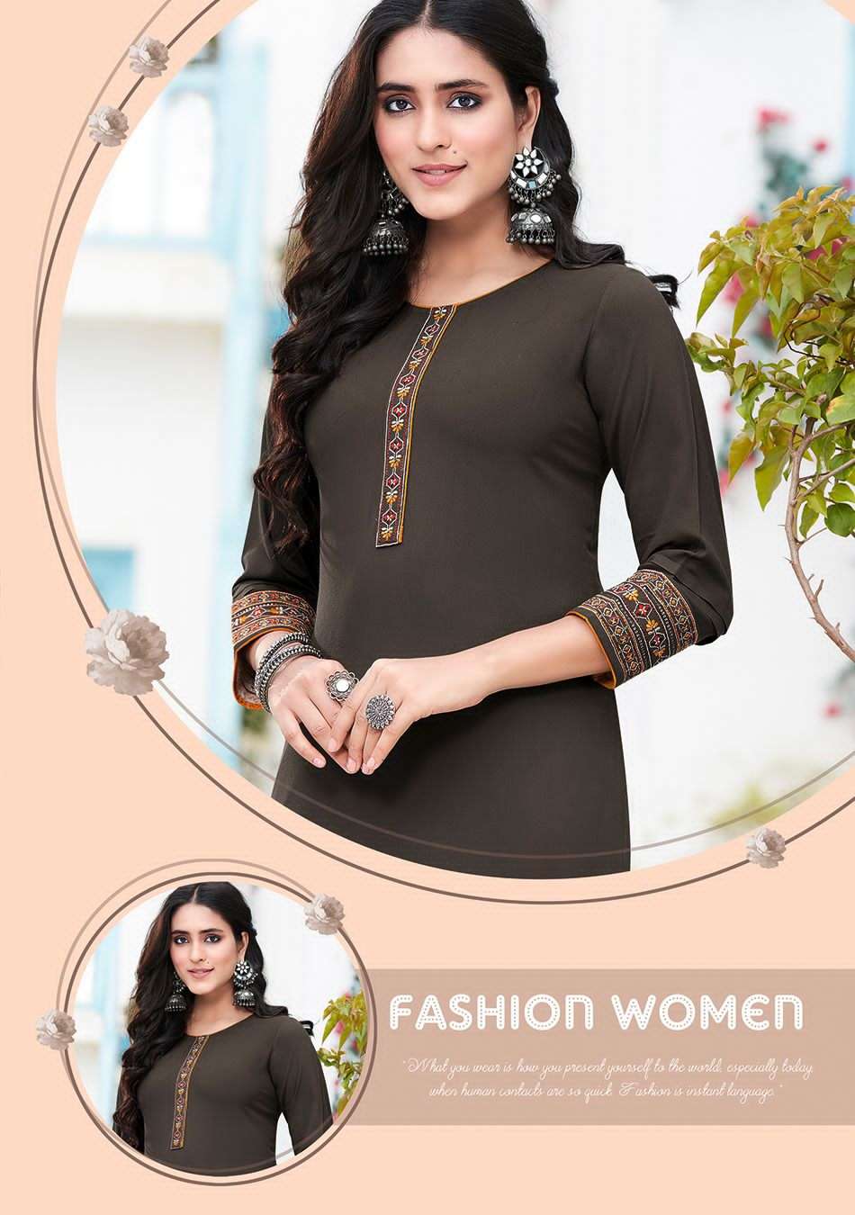 SERENA VOL 9 14 KG RAYON WITH HEAVY EMBROIDERY WORK LIVA TAG KURTI BY LADIES FLAVOUR BRAND 9002 C